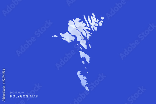 Faroe Islands Map - Polygon Style Vector Illustration in Blue and White Gradient, Low Poly Geometric Design, Isolated on Solid Background for Infographics and Digital Use.
