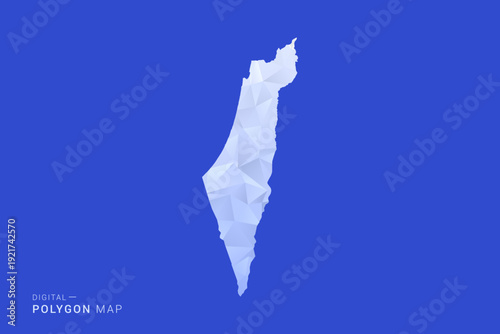 Palestine Map - Polygon Style Vector Illustration in Blue and White Gradient, Low Poly Geometric Design, Isolated on Solid Background for Infographics and Digital Use.