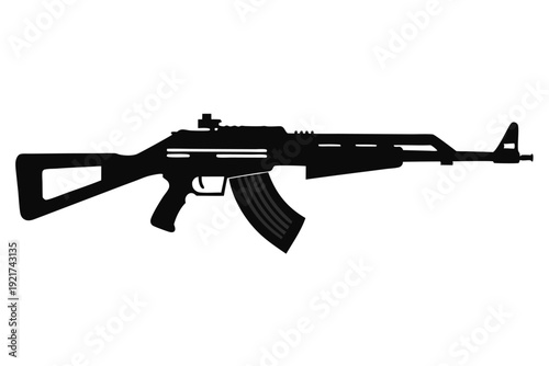 rifle silhouette line art vector illustration