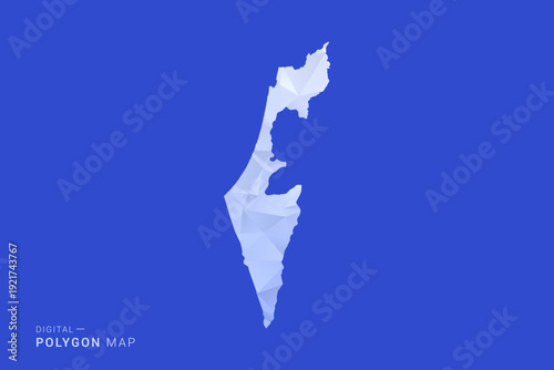 Palestine Map - Polygon Style Vector Illustration in Blue and White Gradient, Low Poly Geometric Design, Isolated on Solid Background for Infographics and Digital Use.