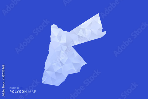Jordan Map - Polygon Style Vector Illustration in Blue and White Gradient, Low Poly Geometric Design, Isolated on Solid Background for Infographics and Digital Use.
