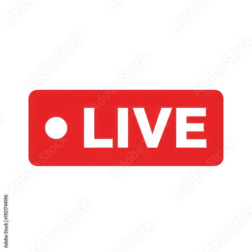 Red live broadcast icon isolated on transparent background
