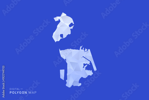 Macao Map - Polygon Style Vector Illustration in Blue and White Gradient, Low Poly Geometric Design, Isolated on Solid Background for Infographics and Digital Use.