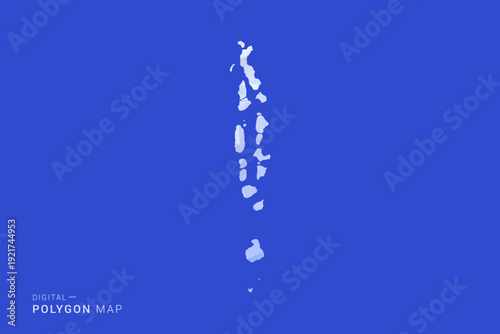 Maldives Map - Polygon Style Vector Illustration in Blue and White Gradient, Low Poly Geometric Design, Isolated on Solid Background for Infographics and Digital Use.