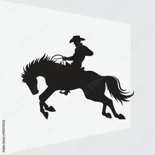 silhouette of a cowboy riding bucking body. Silhouette vector design