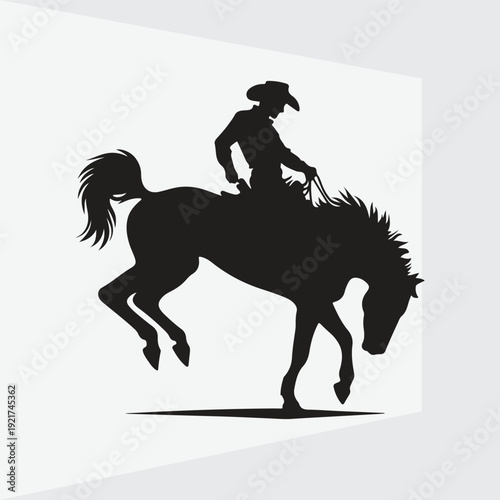 silhouette of a cowboy riding bucking body. Silhouette vector design