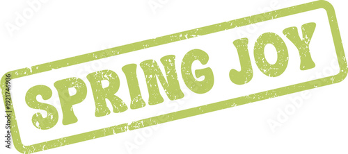 A cheerful green springtime joy textured rubber stamp design element for seasonal use
