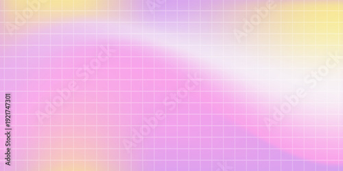 Pink blue gradient blurred checkered background with stars. Groovy retro checkered wavy background 90s 2000s.