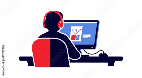 Remote Online Voting or E Voting Interface on Computer Screen with User Wearing Headset
