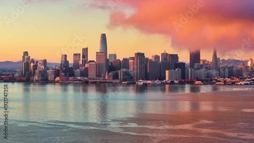 Wallpaper Mural Drone shot of San Francisco California United States. Bustling Downtown Cityscape With Modern Buildings. Torontodigital.ca