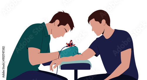 Professional Tattoo Artist inking a Custom Design on a Client s Arm