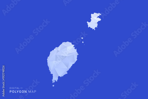 Sao Tome and Principe Map - Polygon Style Vector Illustration in Blue and White Gradient, Low Poly Geometric Design, Isolated on Solid Background for Infographics and Digital Use.