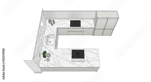 Modern Kitchen Countertop Design Illustration.
