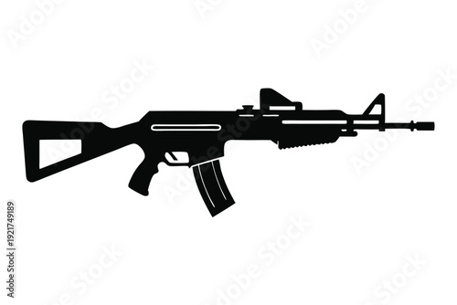 rifle silhouette line art vector illustration