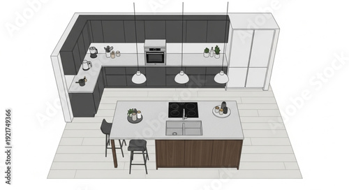 Modern Kitchen Floor Plan Design.