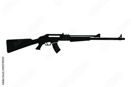 rifle silhouette line art vector illustration