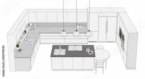 Modern Kitchen Floor Plan Design.