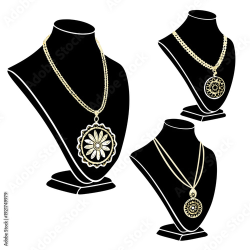 Gold pendants on black jewelry black jewelry necklaces