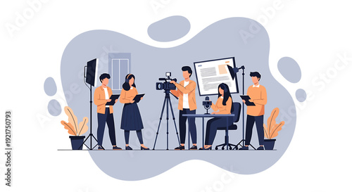 Creative Team Filming Video Production Scene.