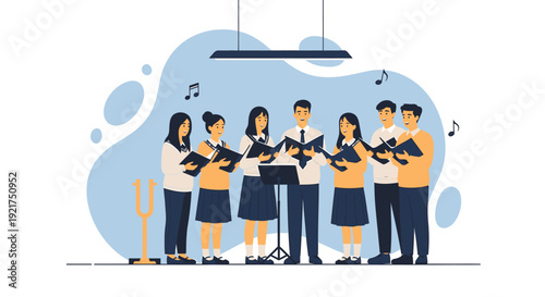 Group of Diverse People Singing Together in Harmony.