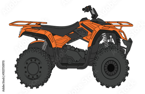 Action Quad Bike ATV Vector with Mud Splatter Offroad Adventure Extreme Sport Graphic Design