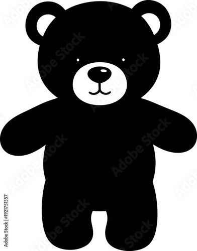 Black teddy bear with white muzzle and ears symbol