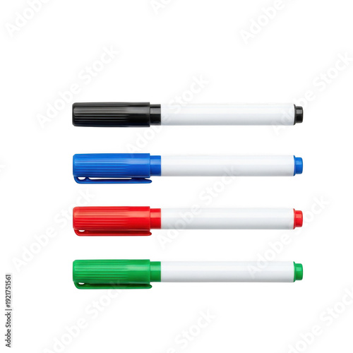 Set of four markers isolated on transparent background