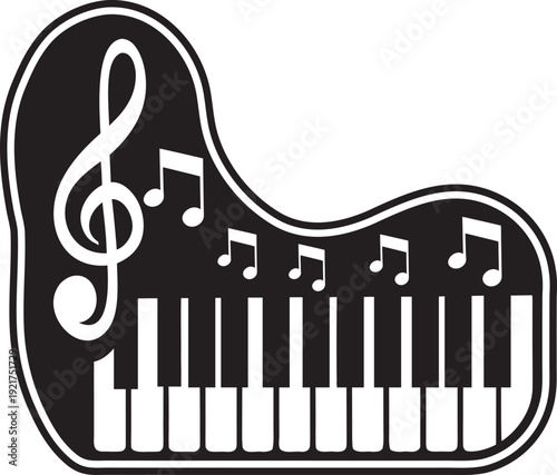 piano grand piano keyboard Silhouette Icon Vector Illustration, Music vector Music line act