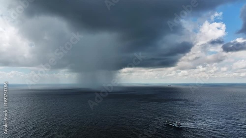 Storm at sea, dark clouds