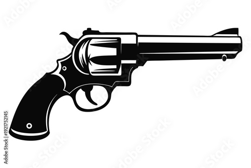 revolver silhouette line art vector illustration