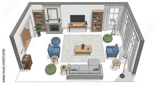 Modern Living Room Floor Plan Design.