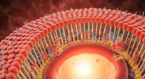 Cell Membrane Structure: Lipid Bilayer and Proteins, microscopic view