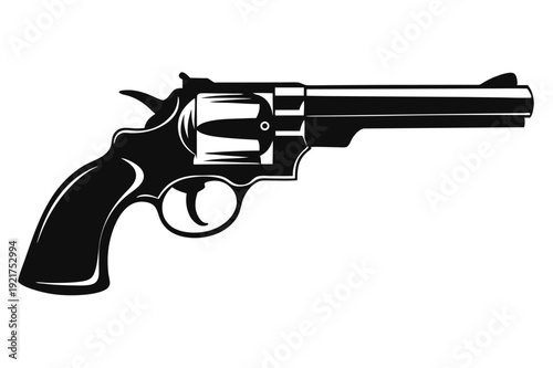 revolver silhouette line art vector illustration