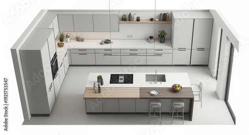 Modern Kitchen Interior Design Concept.