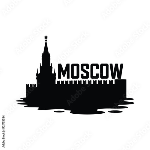A striking black silhouette depicts moscow s kremlin and the city s name