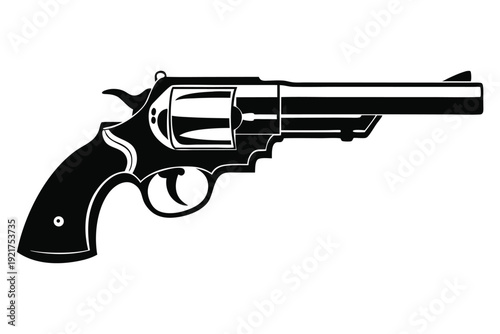 revolver silhouette line art vector illustration
