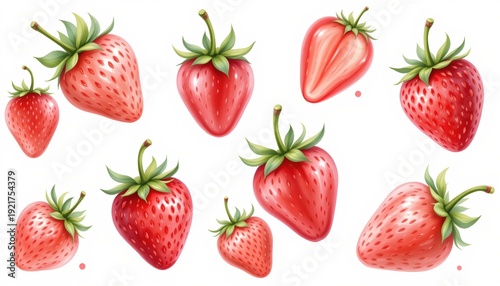 Watercolor Strawberry Sticker Sheet Pastel Tones