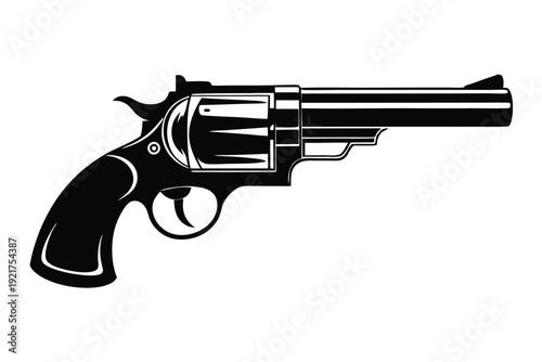 revolver silhouette line art vector illustration