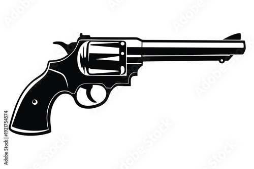 revolver silhouette line art vector illustration