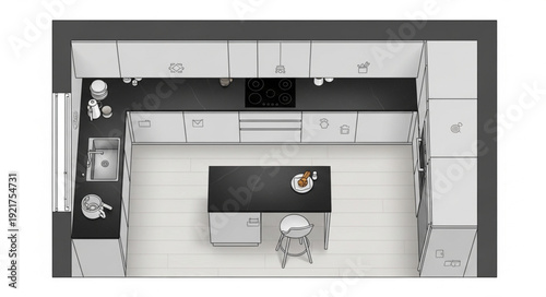 Modern Kitchen Interior Design Layout.