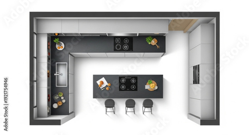 Modern Kitchen Interior Design Layout.