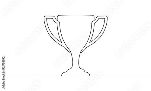 Simple black and white illustration of a classic trophy on a surface symbolizing achievement and victory