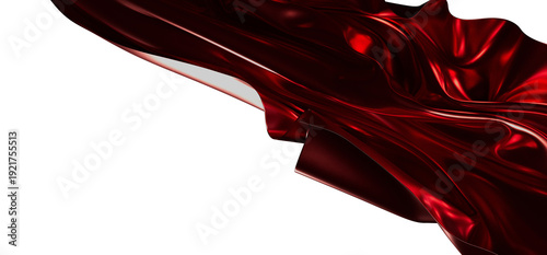 Abstract background featuring elegant red cloth flowing smoothly against a white backdrop. Ideal for design and visual c