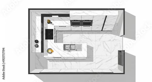 Modern Minimalist Apartment Floor Plan Design.