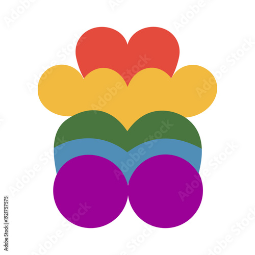 bisexual icon, Progress Pride Flag heart icon, LGBTQIA love symbol