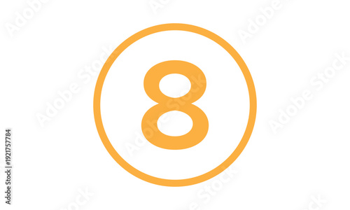 abstract bullet point number 8 on orange outline circle design.
