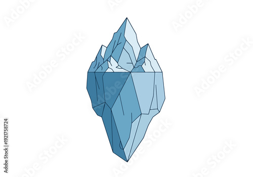 Submerged Iceberg Shape Shows Vast Underwater Mass Against White Background Symbolizing Hidden Depth And Magnitude Of Challenges