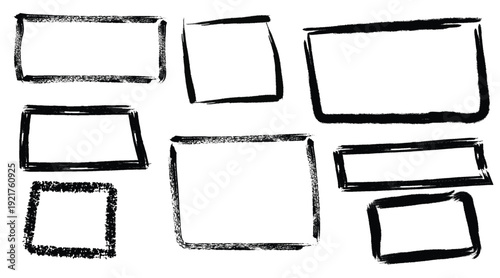 A collection of 8 hand drawn blank rectangles