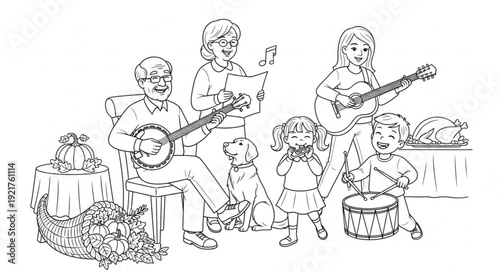 Musicians Playing Instruments Together.