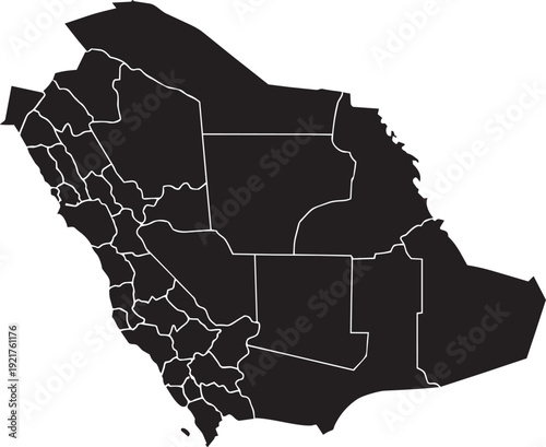 Saudi Arabia Map Vector Illustration Middle East Country Outline.
